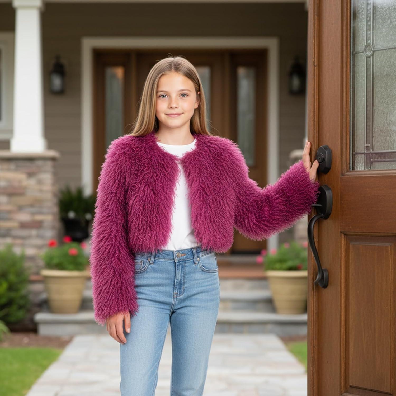 imageFur Coats For WomenPlus Size Cropped Mongolian Faux Fuzzy Jacket Fluffy Fall CoatPink