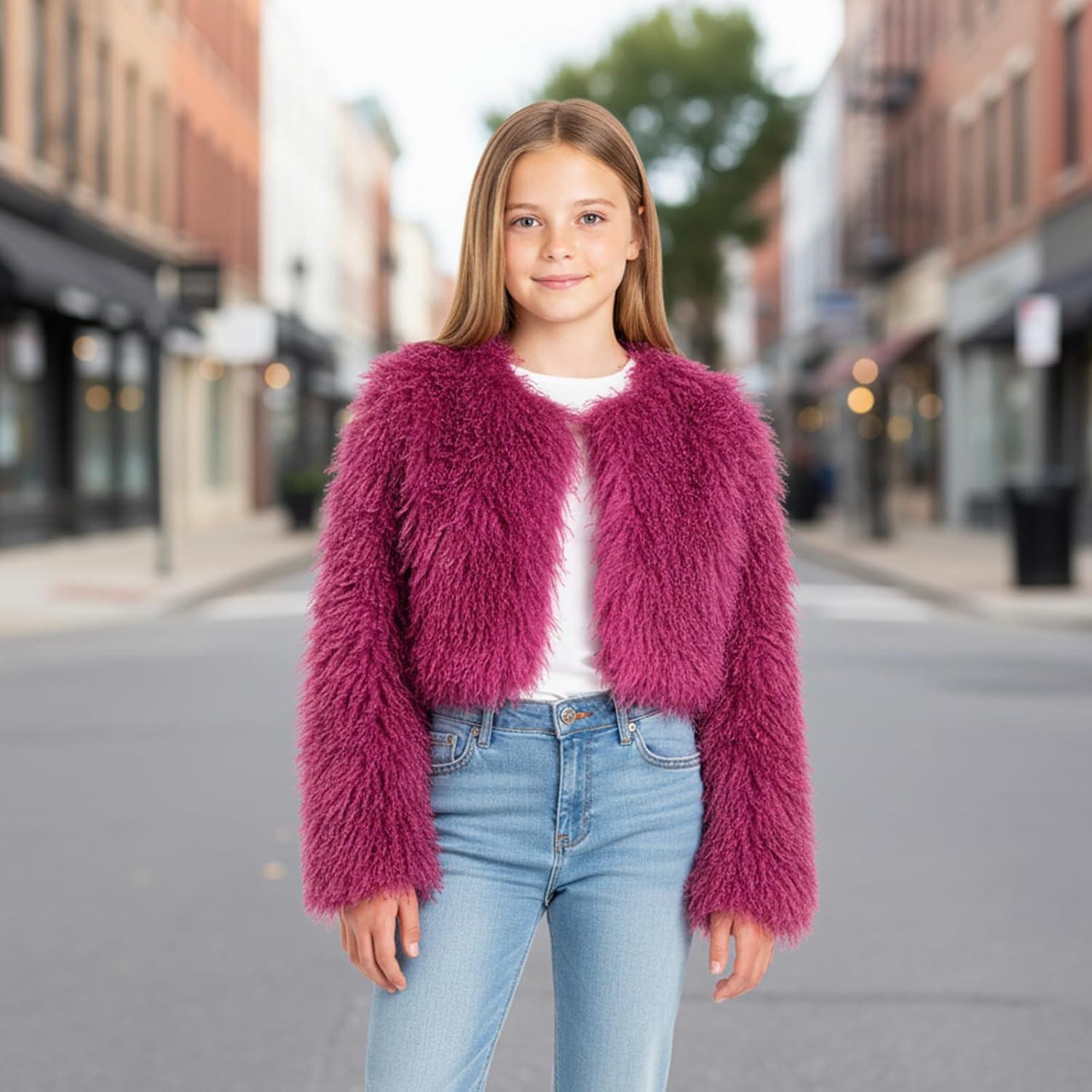 imageFur Coats For WomenPlus Size Cropped Mongolian Faux Fuzzy Jacket Fluffy Fall CoatPink