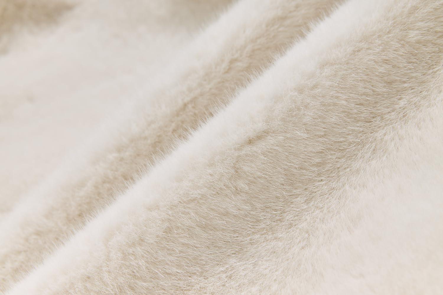imageGRAN ORIENTE Womens Belted Winter Faux Fur Coats Cropped Fuzzy Cuff Furry Zipper Up Warm Jackets OutwearWhite