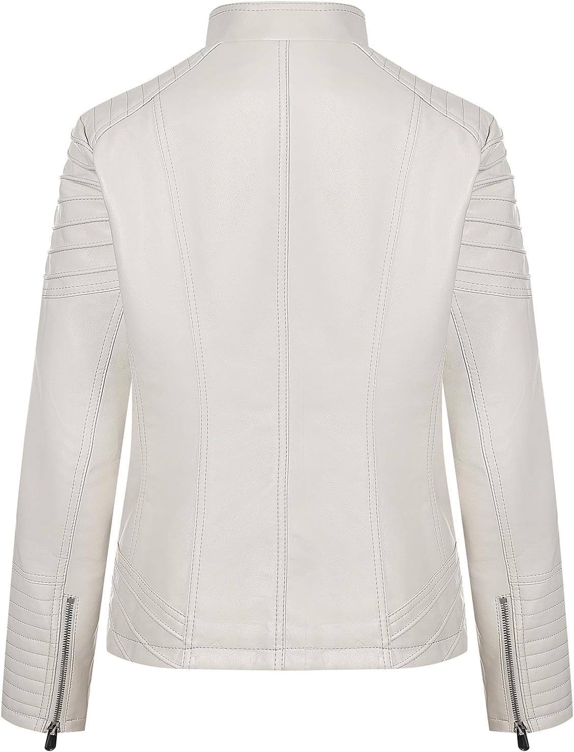 imageGeschallino Womens Faux Leather Jacket Plus Size Fall Motorcycle Biker Clothes Outfits Short Fashion PU Coat 1X5XBeige