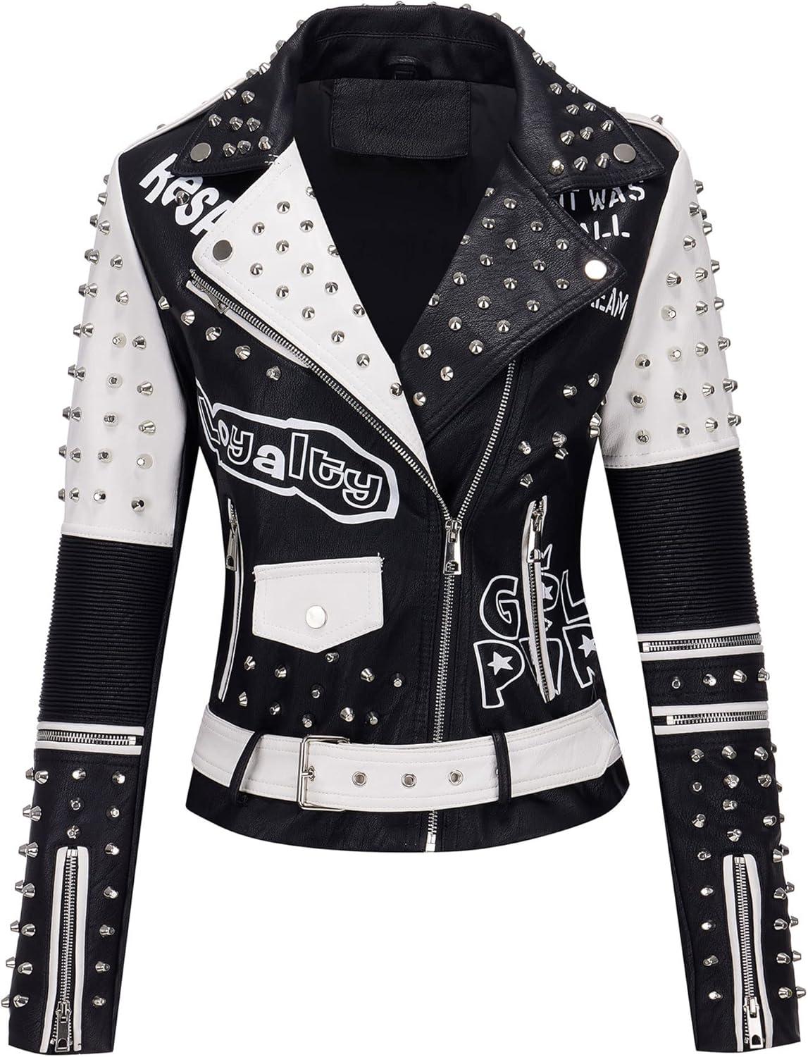 imageGeschallino Womens Faux Leather Jacket Plus Size Fall Motorcycle Biker Clothes Outfits Short Fashion PU Coat 1X5XBlack