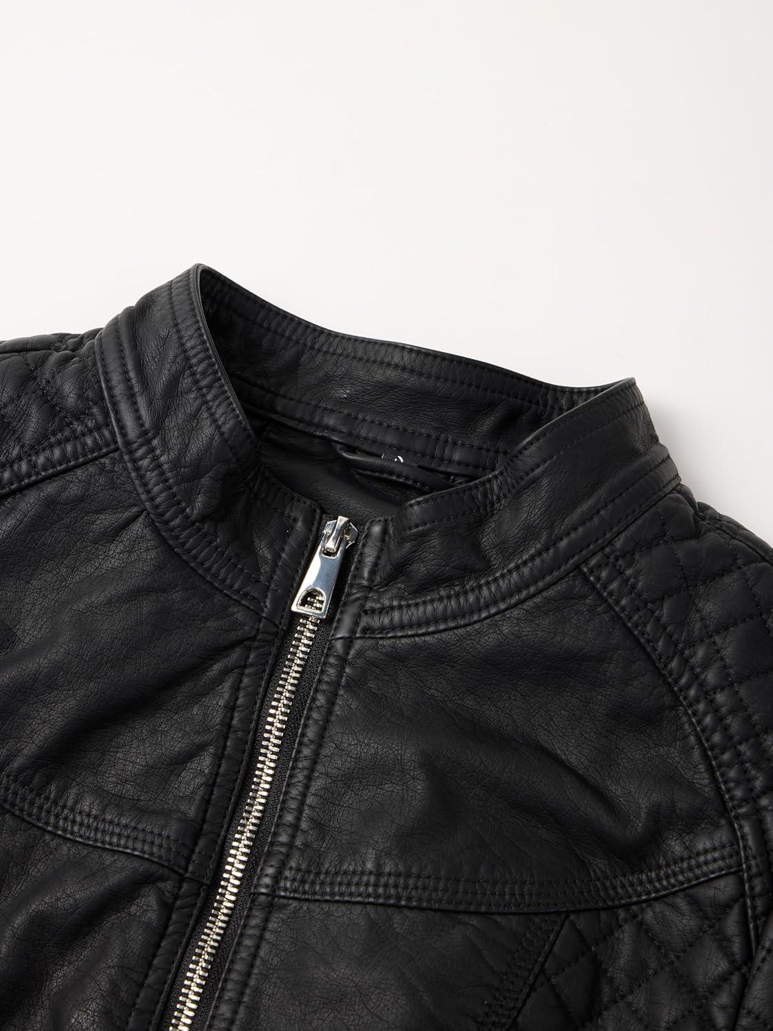 imageGeschallino Womens Faux Leather Jacket Plus Size Fall Motorcycle Biker Clothes Outfits Short Fashion PU Coat 1X5XBlack Coat