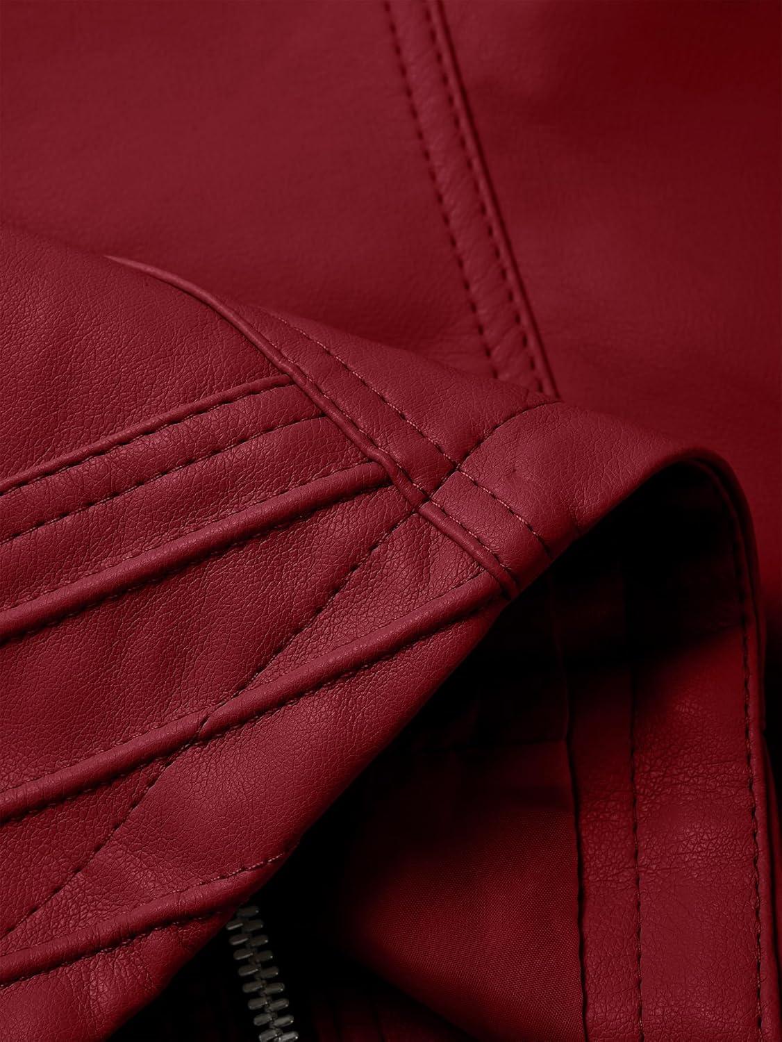 imageGeschallino Womens Faux Leather Jacket Plus Size Fall Motorcycle Biker Clothes Outfits Short Fashion PU Coat 1X5XRed