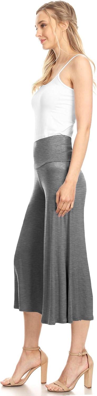 imageMade By Johnny Womens High Elastic Waistband Wide Leg Palazzo Culotte Gaucho Capri Pants S5XLWb876hdg
