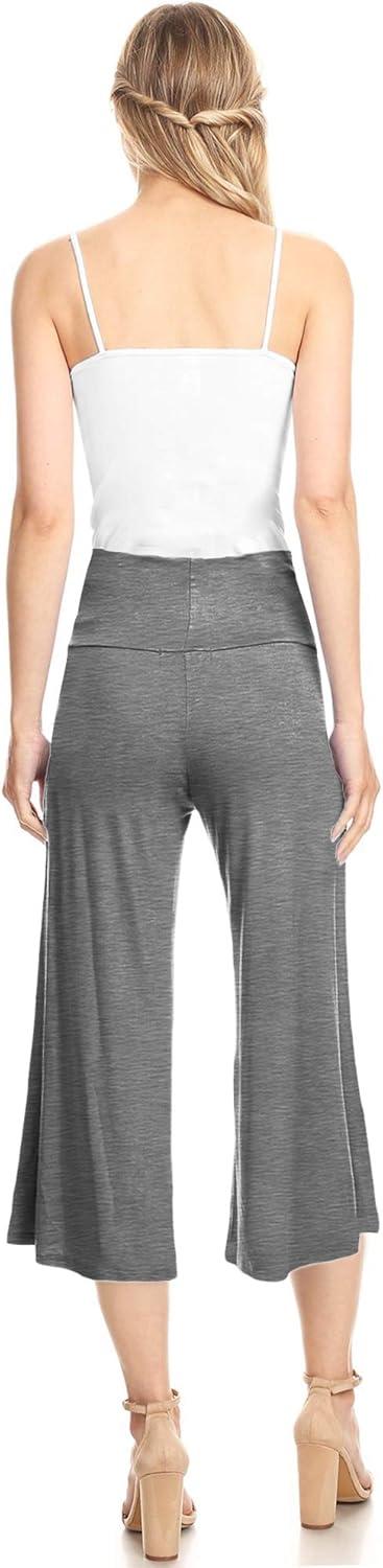 imageMade By Johnny Womens High Elastic Waistband Wide Leg Palazzo Culotte Gaucho Capri Pants S5XLWb876hdg