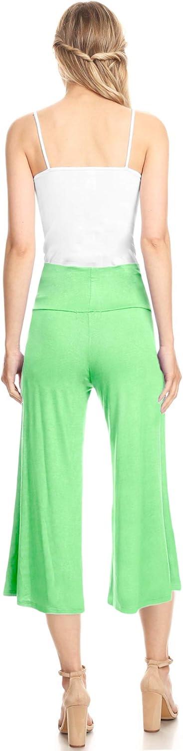 imageMade By Johnny Womens High Elastic Waistband Wide Leg Palazzo Culotte Gaucho Capri Pants S5XLWb876mint