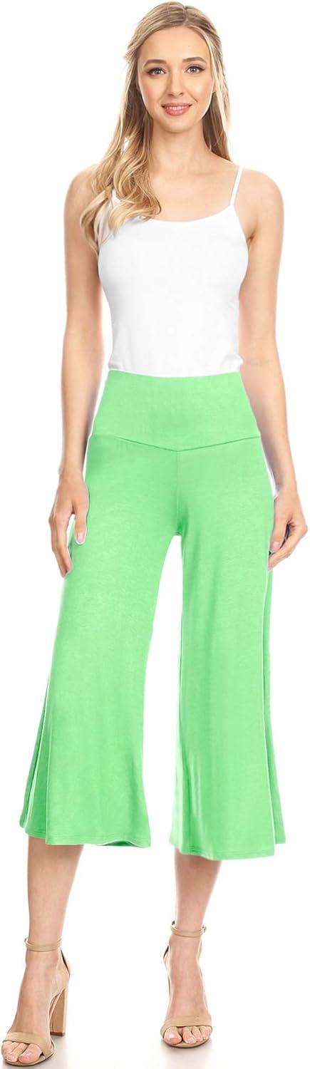 imageMade By Johnny Womens High Elastic Waistband Wide Leg Palazzo Culotte Gaucho Capri Pants S5XLWb876mint