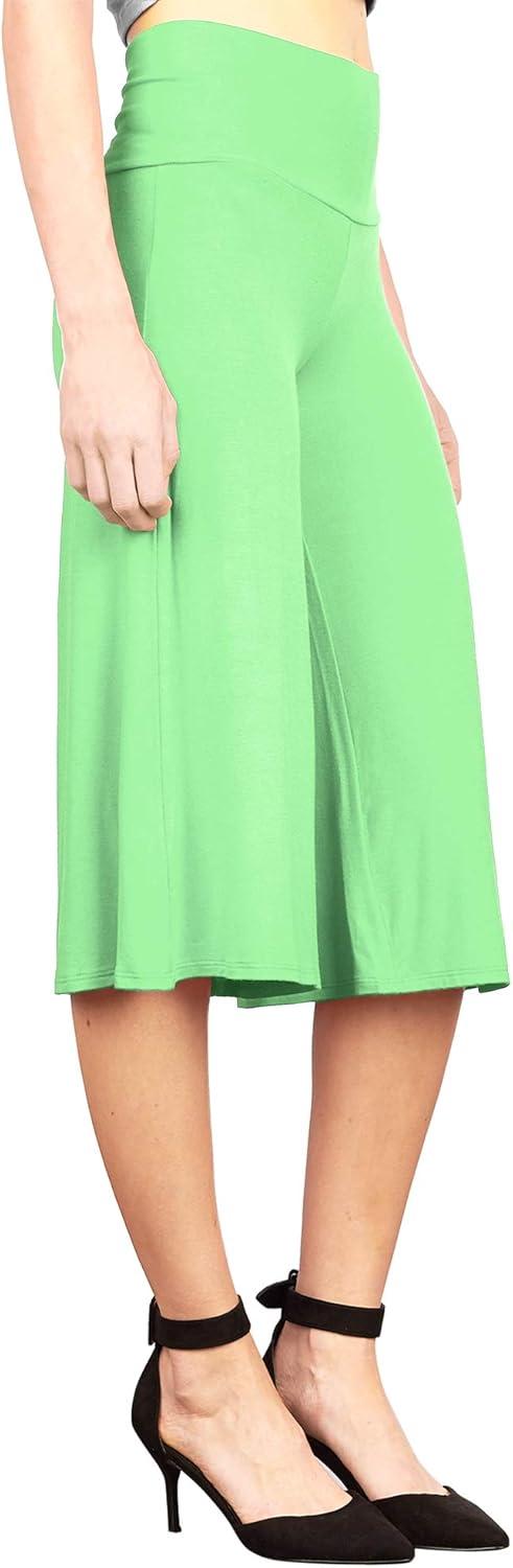 imageMade By Johnny Womens High Elastic Waistband Wide Leg Palazzo Culotte Gaucho Capri Pants S5XLWb876mint