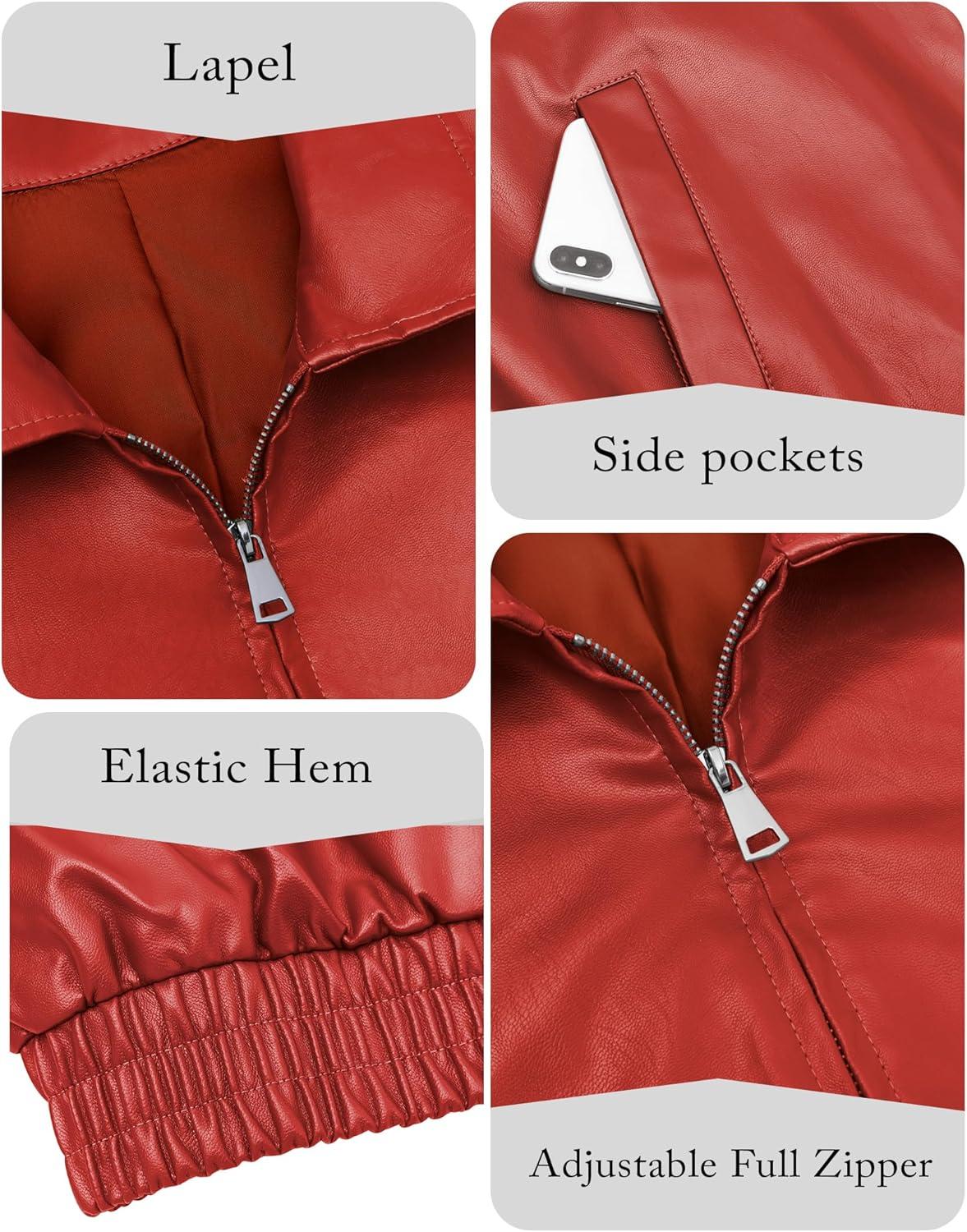 imageMiladusa Womens Oversized Leather Jackets Faux Casual Zip Up Trendy Bomber Motorcycle Jacket with PocketsOrange