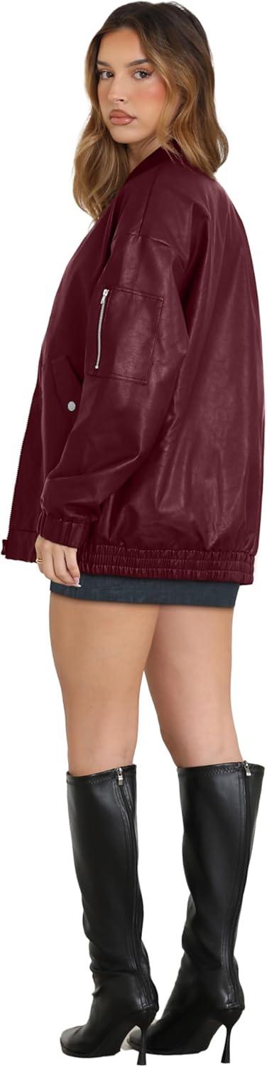 imageSampeel Leather Jacket Women Faux Oversized Motorcycle Bomber Coats 2025 Fall Fashion Outfits Winter ClothesCred
