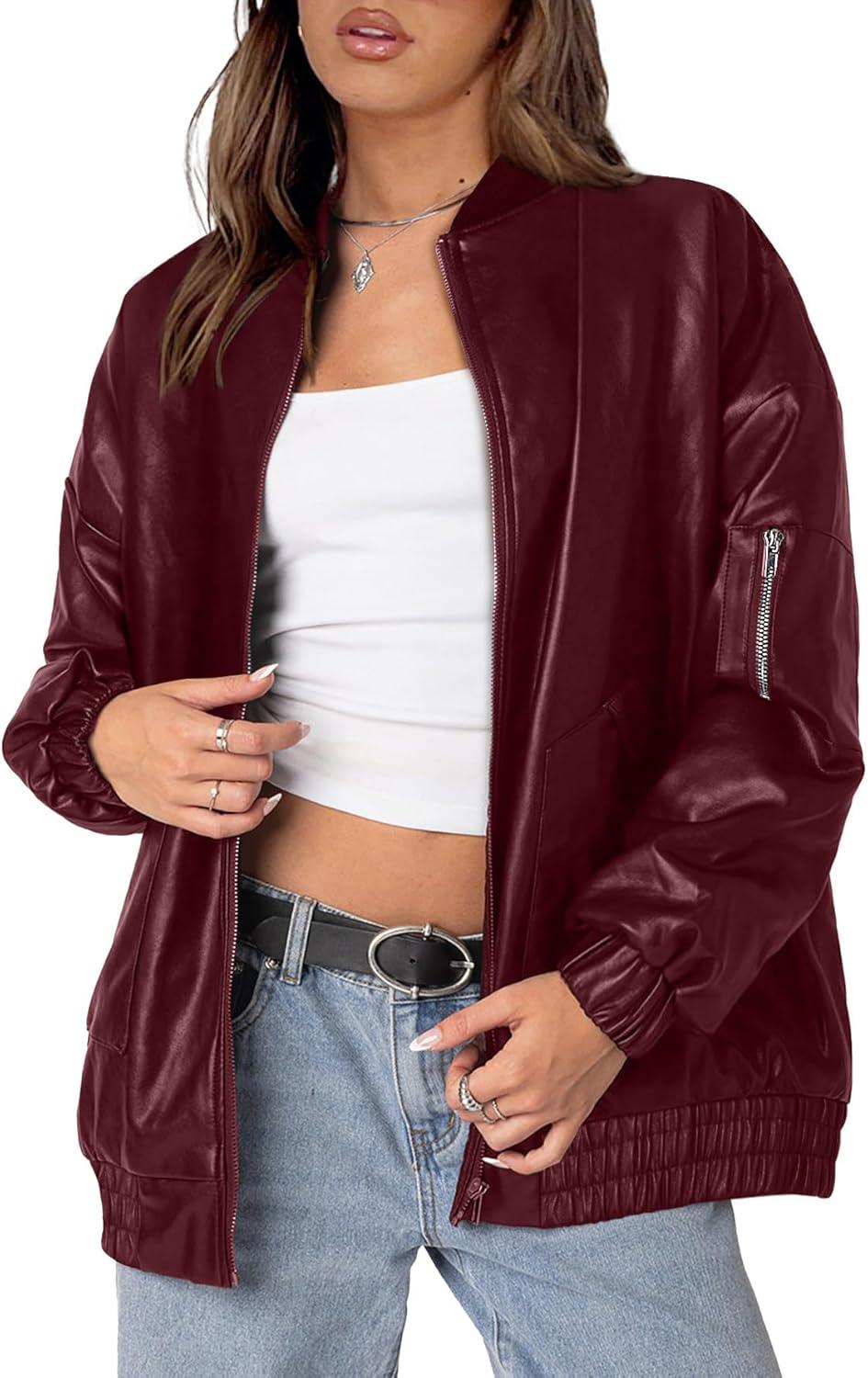 imageSampeel Leather Jacket Women Faux Oversized Motorcycle Bomber Coats 2025 Fall Fashion Outfits Winter ClothesCred
