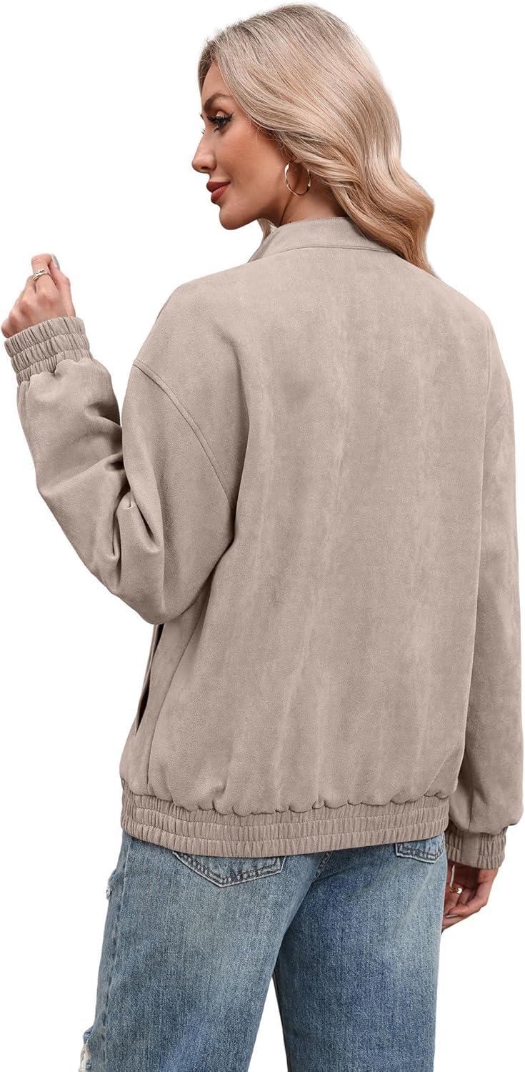 imageSampeel Leather Jacket Women Faux Oversized Motorcycle Bomber Coats 2025 Fall Fashion Outfits Winter ClothesSuede Apricot