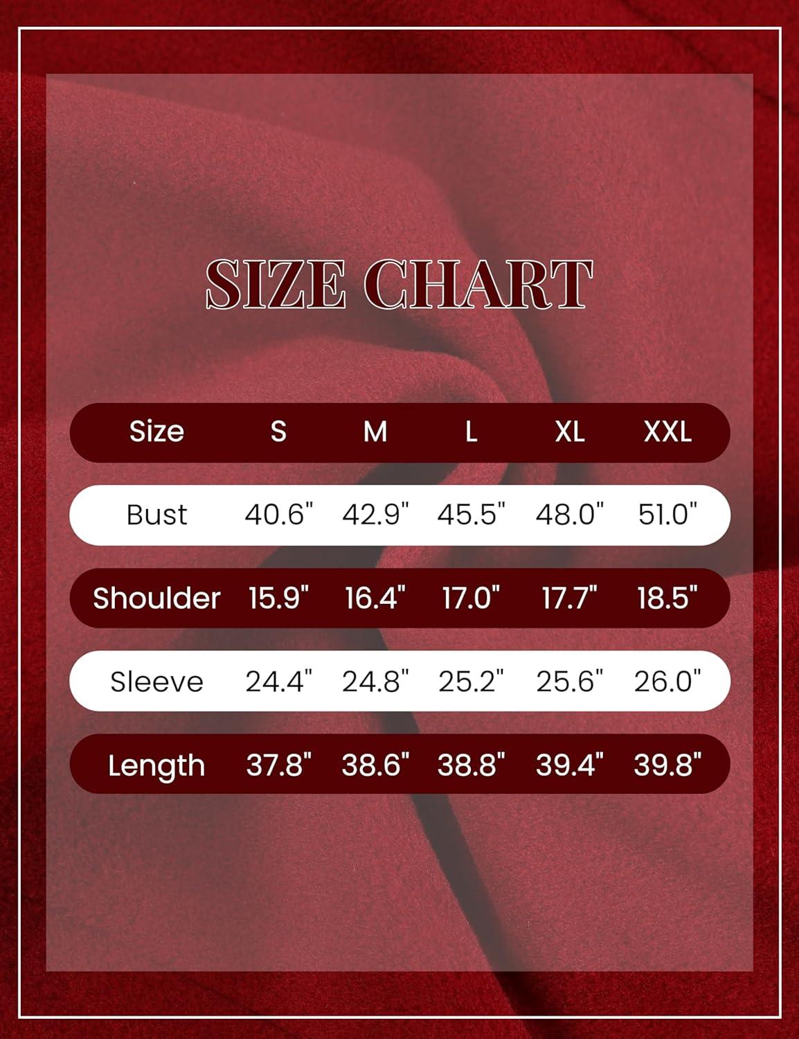 imageUANEO Womens Peacoat Faux Wool Blend Single Breasted Long Trench Coat Dress Overcoat Winter with PocketsRed