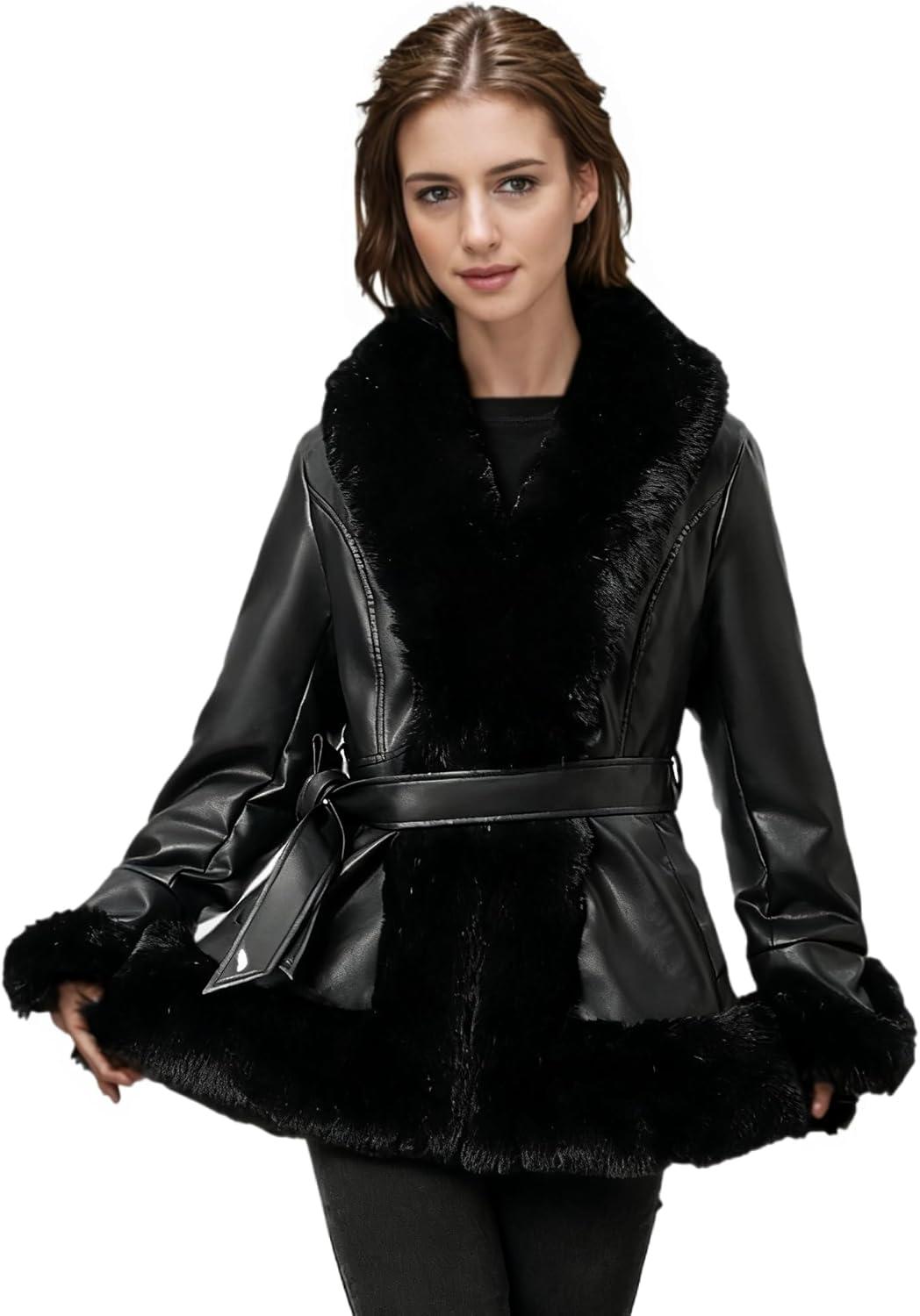 imageWinter Faux Fur Coats for WomenFaux Fur Leather Jacket WomenBlack02