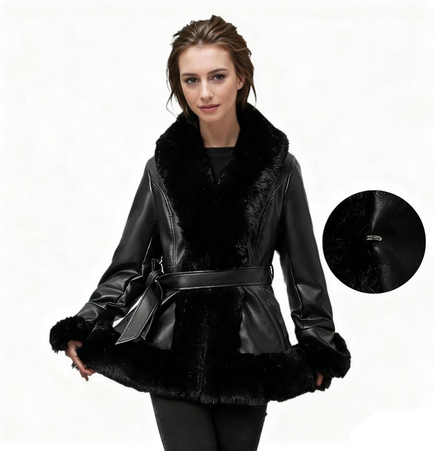 imageWinter Faux Fur Coats for WomenFaux Fur Leather Jacket WomenBlack02