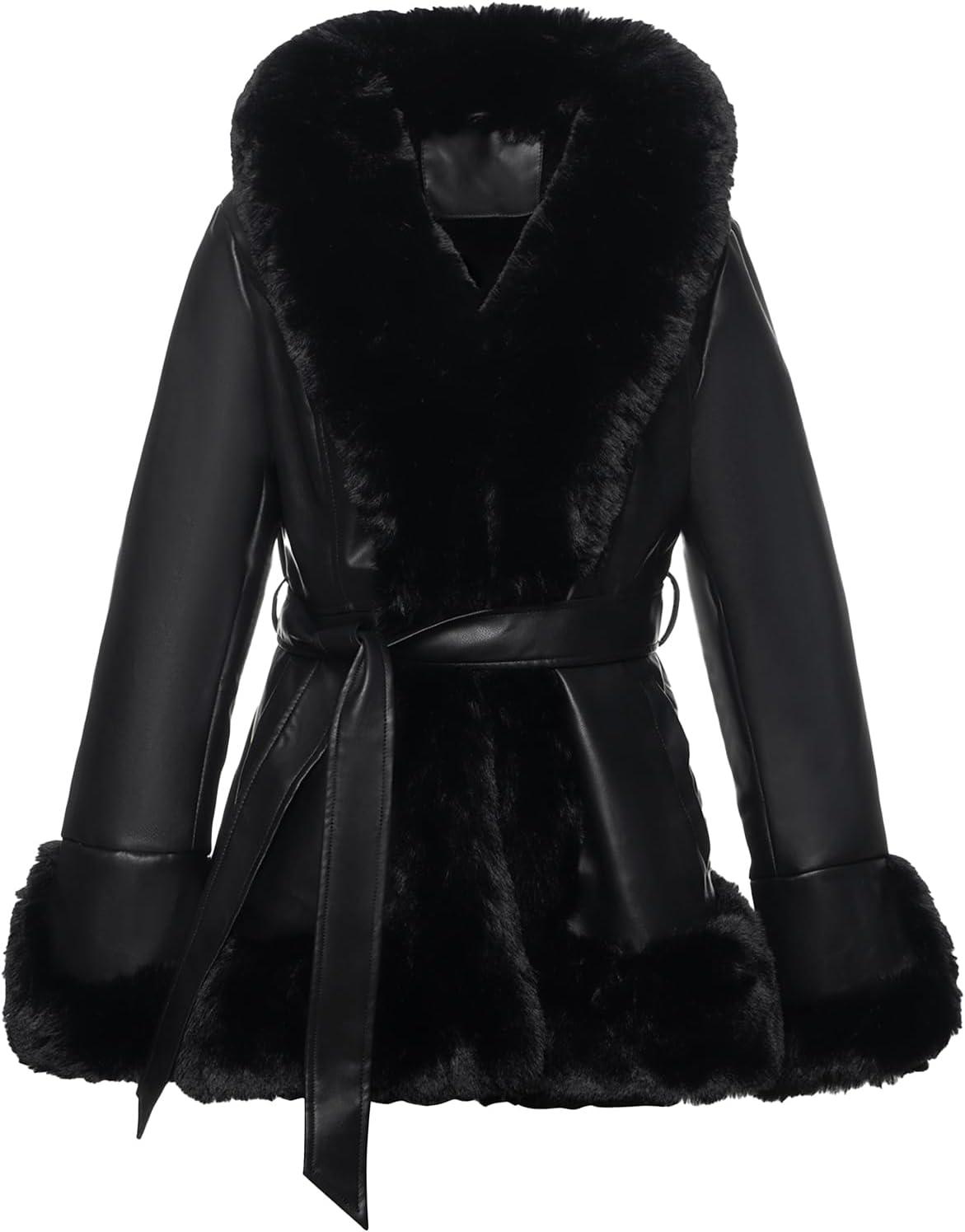 imageWinter Faux Fur Coats for WomenFaux Fur Leather Jacket WomenBlack02