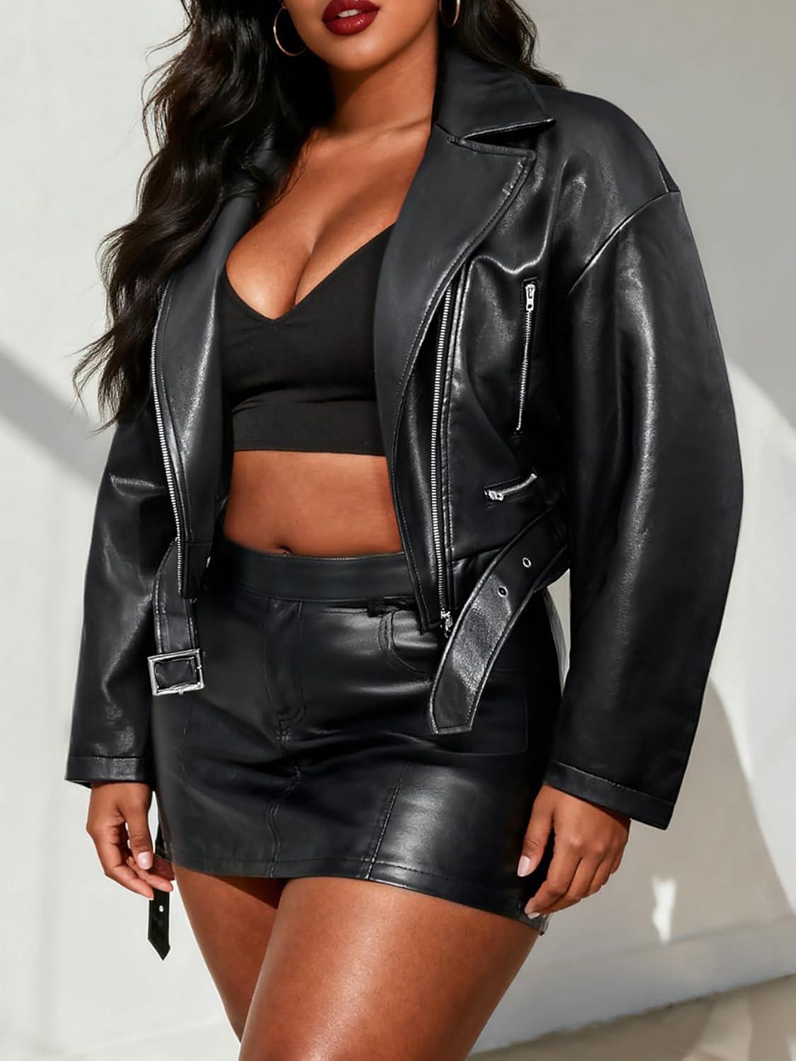 imageWomens Oversized Leather Jackets Faux Suede Fall Fashion Motorcycle Coats Winter Outfits Clothes Y2k TopsBlack 057
