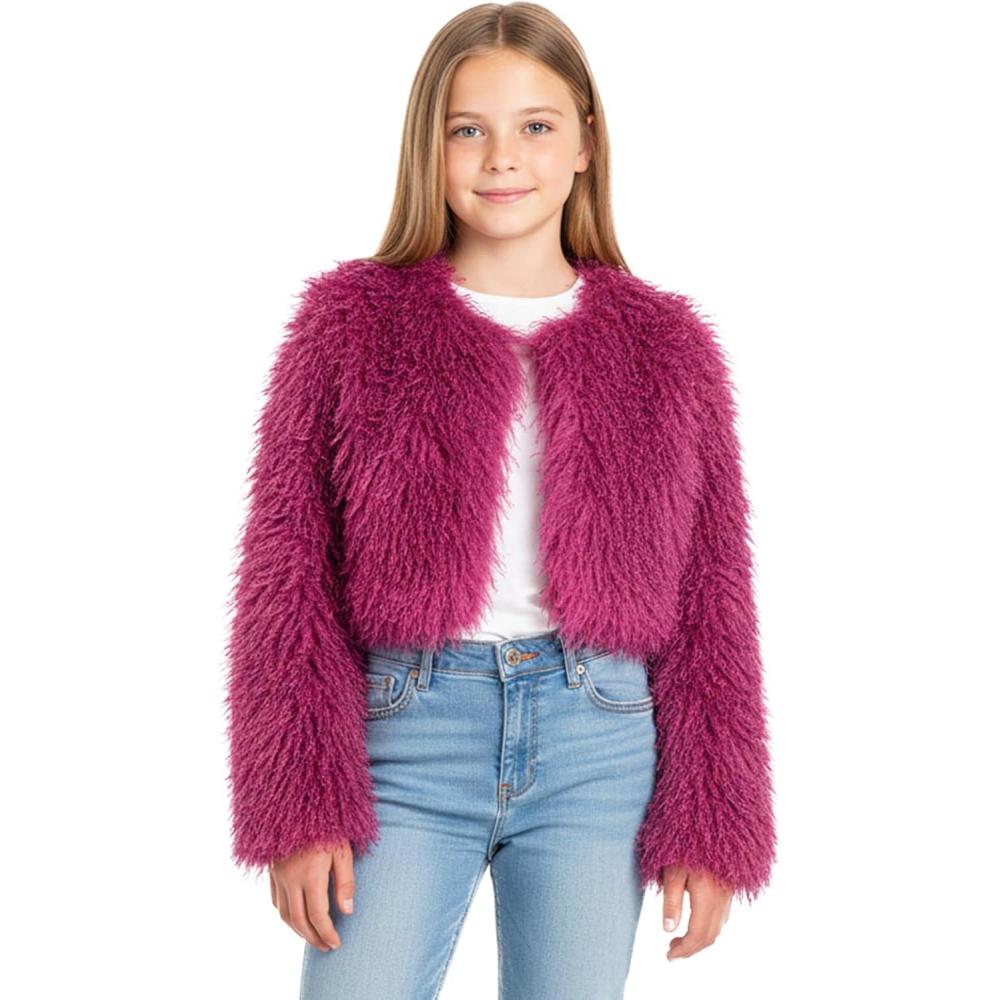 imageFur Coats For WomenPlus Size Cropped Mongolian Faux Fuzzy Jacket Fluffy Fall CoatPink