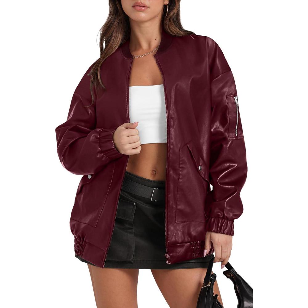 imageSampeel Leather Jacket Women Faux Oversized Motorcycle Bomber Coats 2025 Fall Fashion Outfits Winter ClothesCred