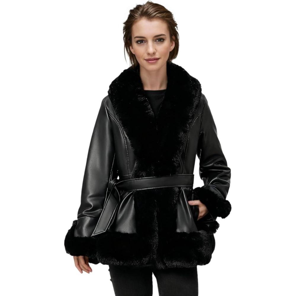 imageWinter Faux Fur Coats for WomenFaux Fur Leather Jacket WomenBlack02
