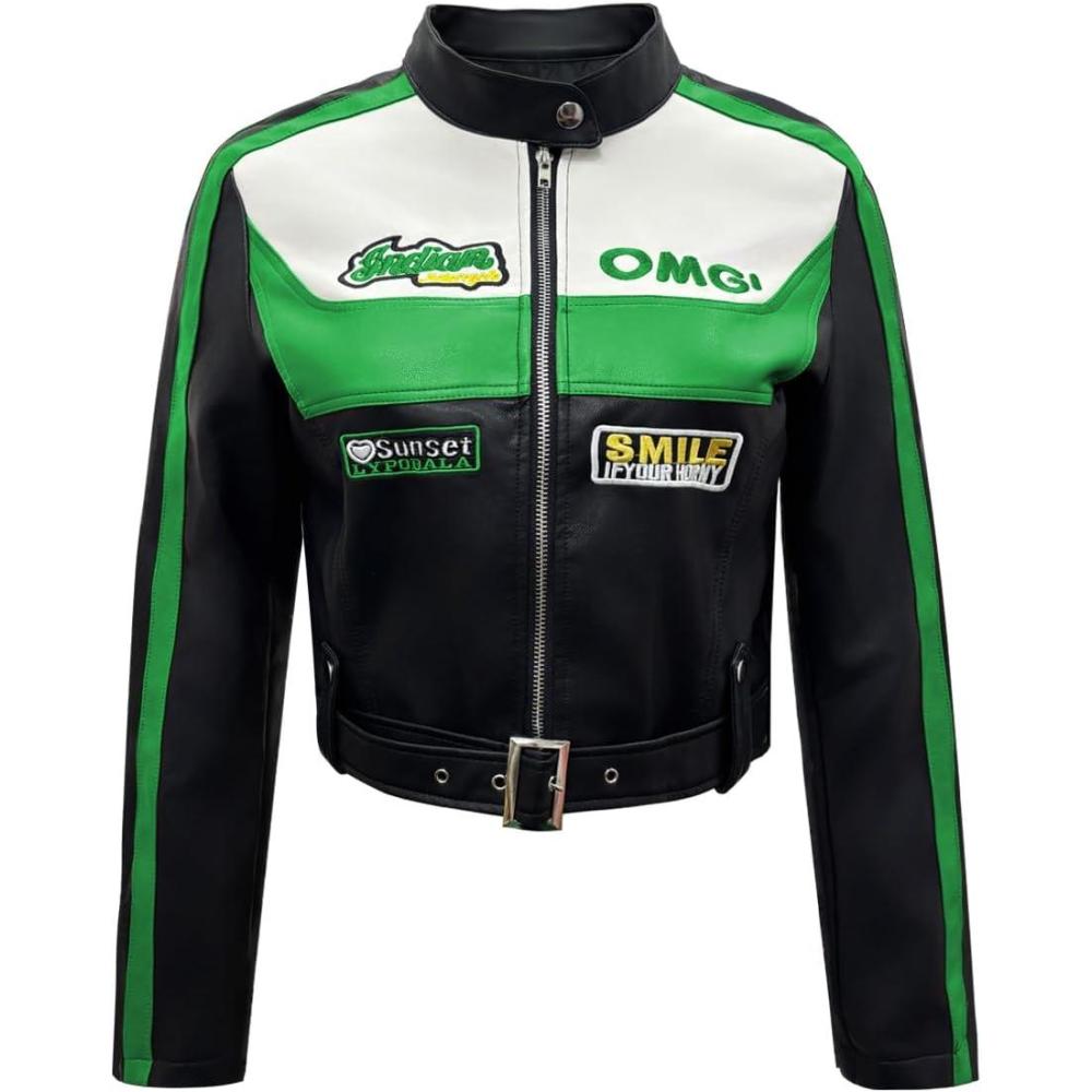 imageWomens Oversized Leather Jackets Faux Suede Fall Fashion Motorcycle Coats Winter Outfits Clothes Y2k TopsGreen 064