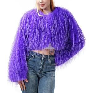 Fur Coats For Women,Plus Size Cropped Faux Fuzzy Jacket Fluffy Fall Coat.(Purple Tassels)