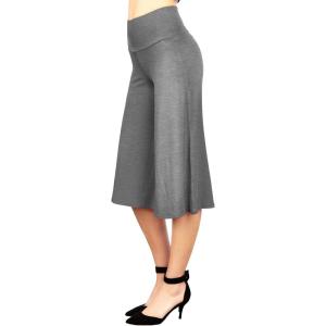 Made By Johnny Women’s High Elastic Waistband Wide Leg Palazzo Culotte Gaucho Capri Pants (S~5XL)(Wb876_hdg)