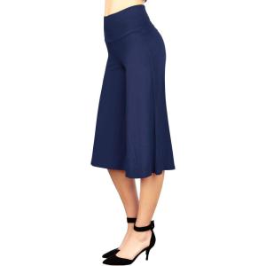 Made By Johnny Women’s High Elastic Waistband Wide Leg Palazzo Culotte Gaucho Capri Pants (S~5XL)(Wb876_navy)