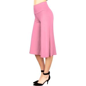 Made By Johnny Women’s High Elastic Waistband Wide Leg Palazzo Culotte Gaucho Capri Pants (S~5XL)(Wb876_pink)