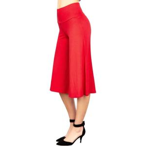 Made By Johnny Women’s High Elastic Waistband Wide Leg Palazzo Culotte Gaucho Capri Pants (S~5XL)(Wb876_red)
