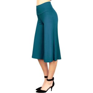Made By Johnny Women’s High Elastic Waistband Wide Leg Palazzo Culotte Gaucho Capri Pants (S~5XL)(Wb876_teal)
