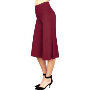 Made By Johnny Women’s High Elastic Waistband Wide Leg Palazzo Culotte Gaucho Capri Pants (S~5XL)(Wb876_wine)