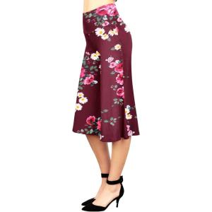Made By Johnny Women’s High Elastic Waistband Wide Leg Palazzo Culotte Gaucho Capri Pants (S~5XL)(Wb876_wine_floral)