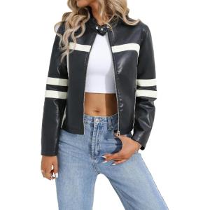 Women’s Black Faux Leather Jacket – Stylish and Durable Outerwear for Everyday Wea(Black)