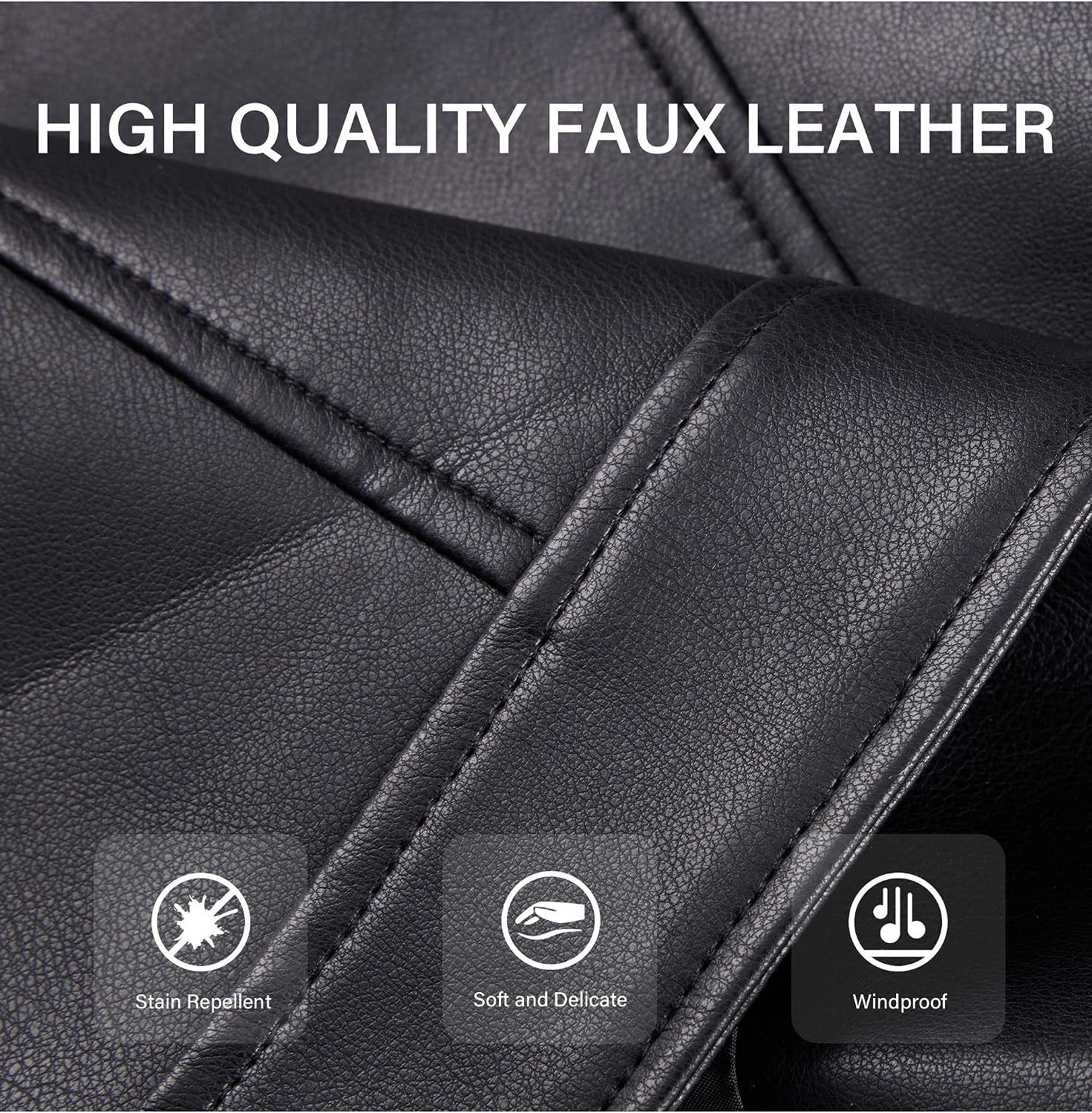 image:imageBellivera Womens Faux Leather Casual Moto Lightweight Jacket 2026 Spring Fall Trendy Zip Up Outfits Classic Biker Coat with Lapel Collar Soft Smooth Lining and Zipper PocketsBlack Biker Coat