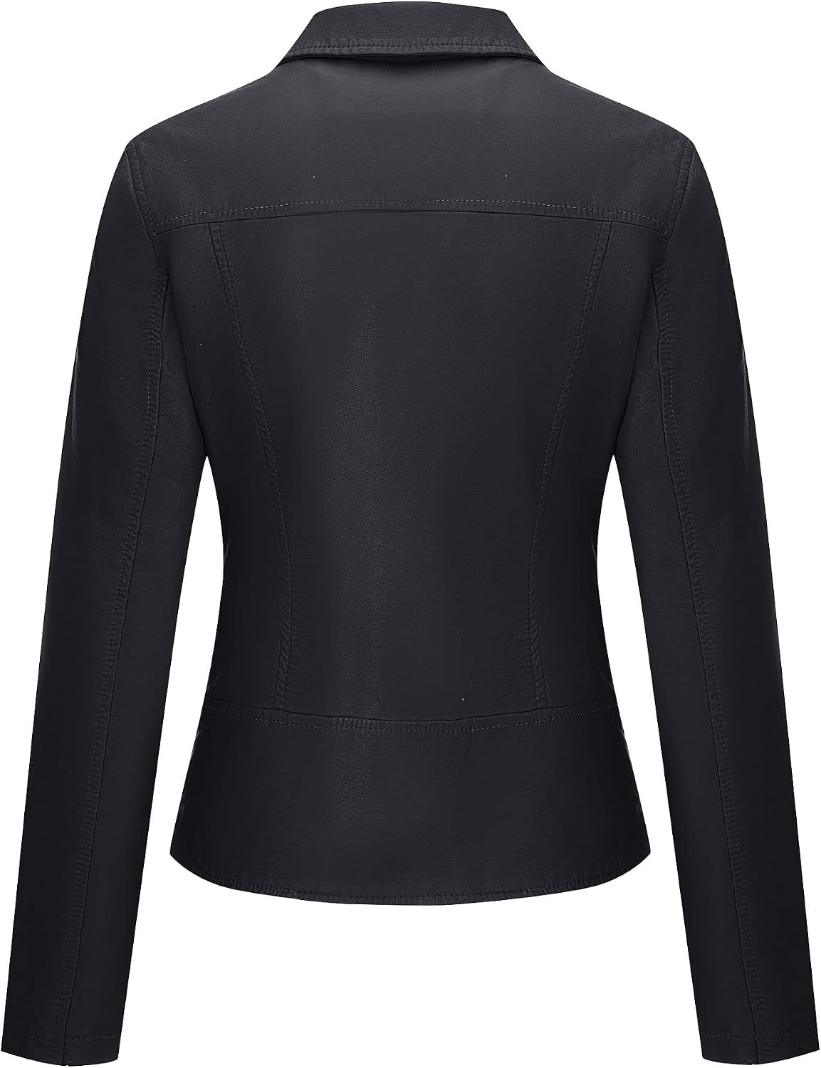 image:imageBellivera Womens Faux Leather Casual Moto Lightweight Jacket 2026 Spring Fall Trendy Zip Up Outfits Classic Biker Coat with Lapel Collar Soft Smooth Lining and Zipper PocketsBlack With Belt
