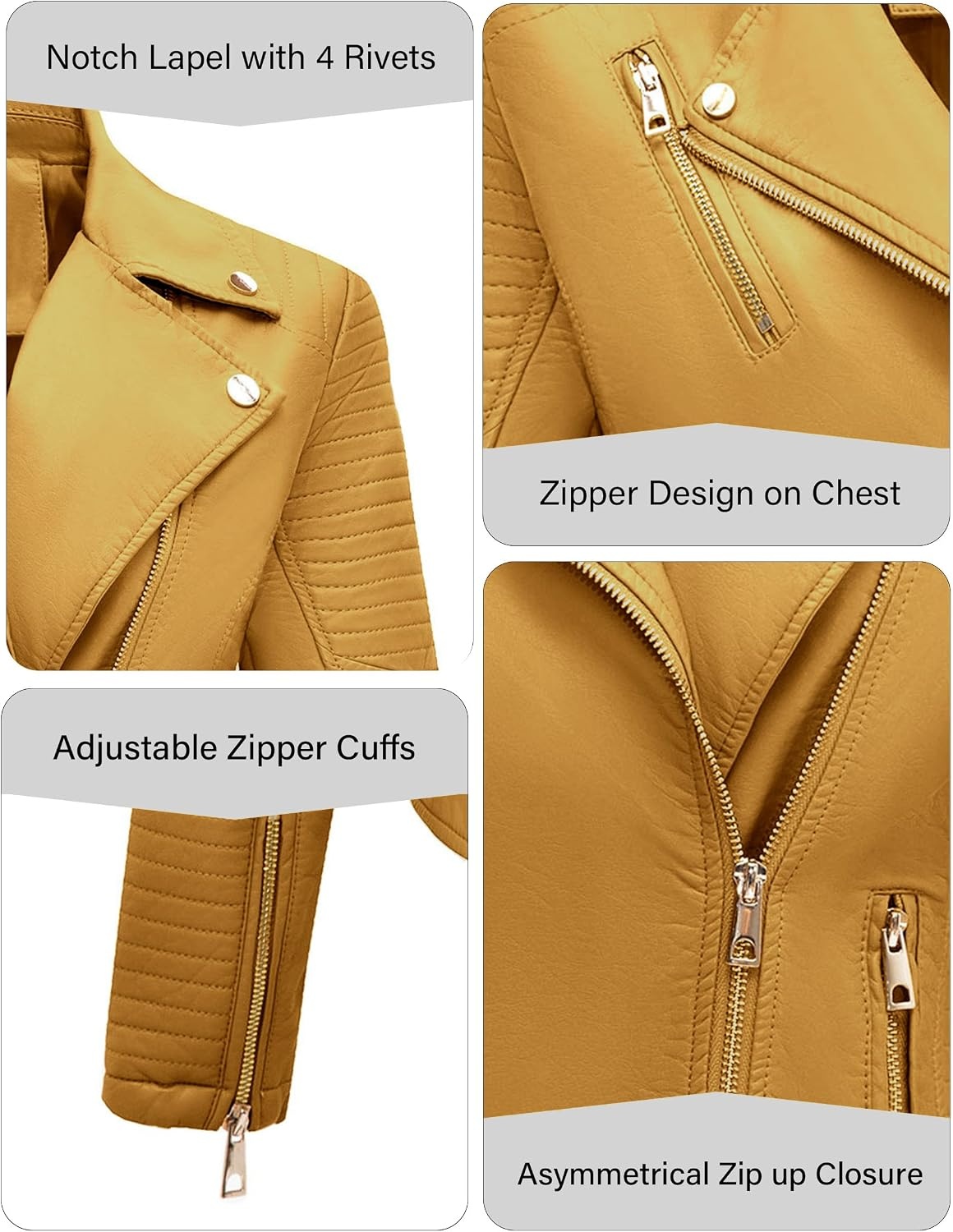 image:imageBellivera Womens Faux Leather Casual Moto Lightweight Jacket 2026 Spring Fall Trendy Zip Up Outfits Classic Biker Coat with Lapel Collar Soft Smooth Lining and Zipper PocketsGinger