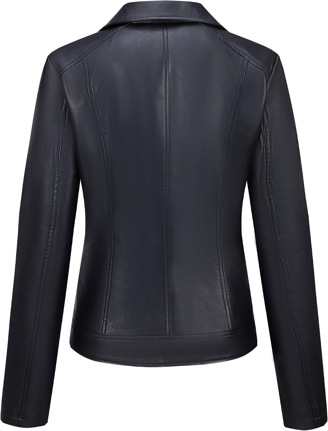 image:imageBellivera Womens Faux Leather Casual Moto Lightweight Jacket 2026 Spring Fall Trendy Zip Up Outfits Classic Biker Coat with Lapel Collar Soft Smooth Lining and Zipper PocketsBlack Biker Coat