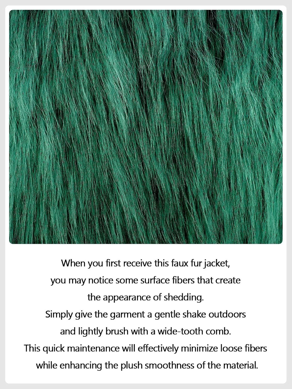 image:imageDanedvi Womens Cropped Faux Fur Jacket Long Sleeve Fluffy Shaggy Short Coat Open Front Cardigan Warm Winter Outerwear Casual Daily Party Wear Cocktail Party Cover Up for DressesDark Green