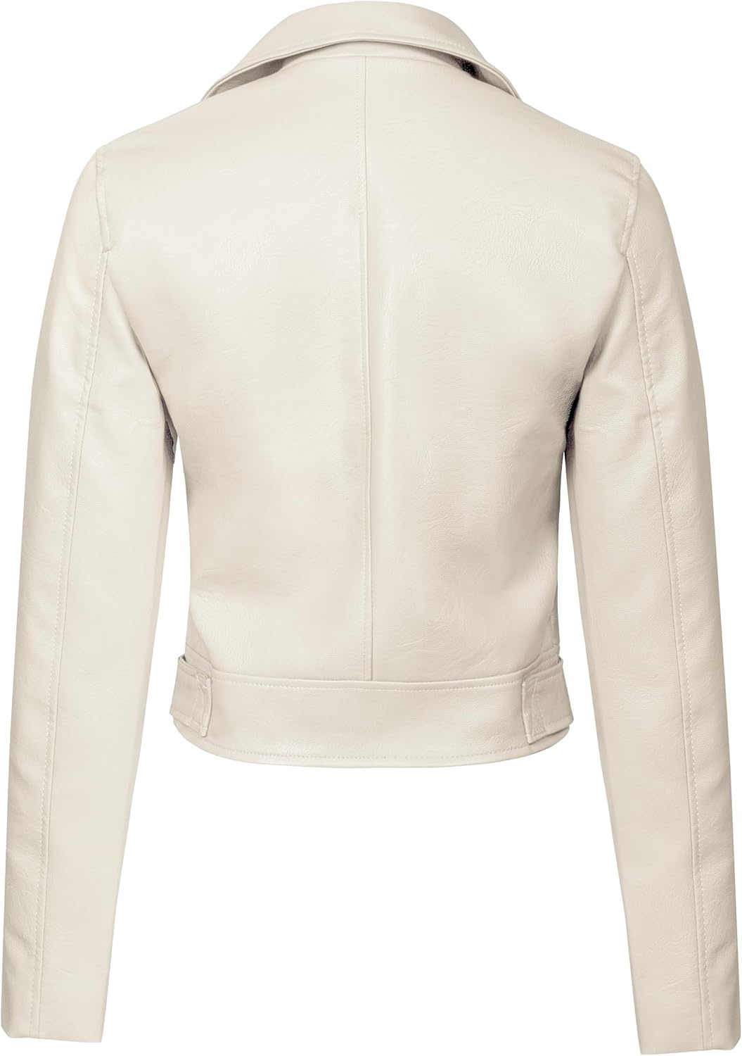 image:imageDesign by Olivia Womens Long Sleeve Zipper Closure Moto Biker Faux Leather JacketA White