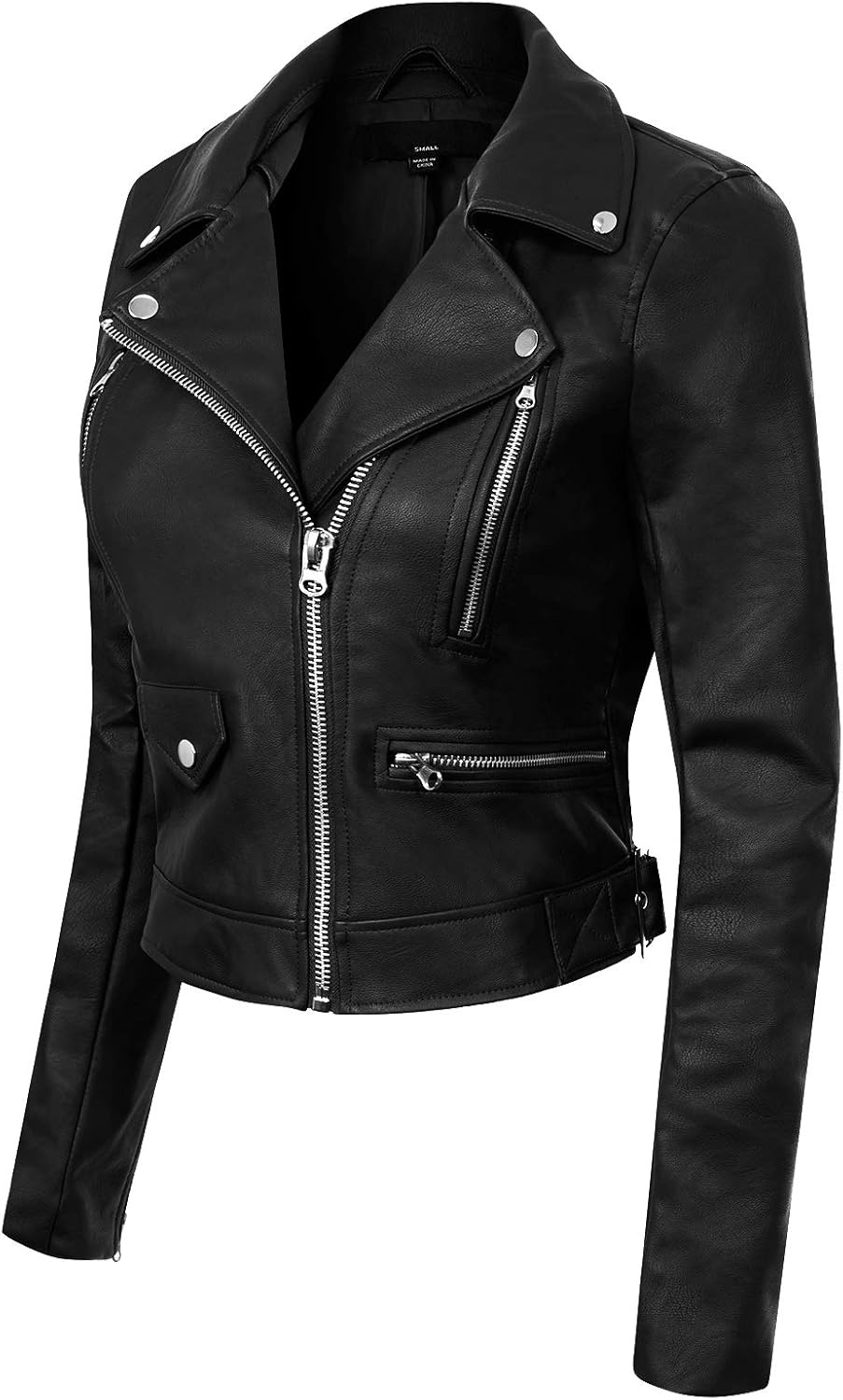 image:imageDesign by Olivia Womens Long Sleeve Zipper Closure Moto Biker Faux Leather JacketBlack2