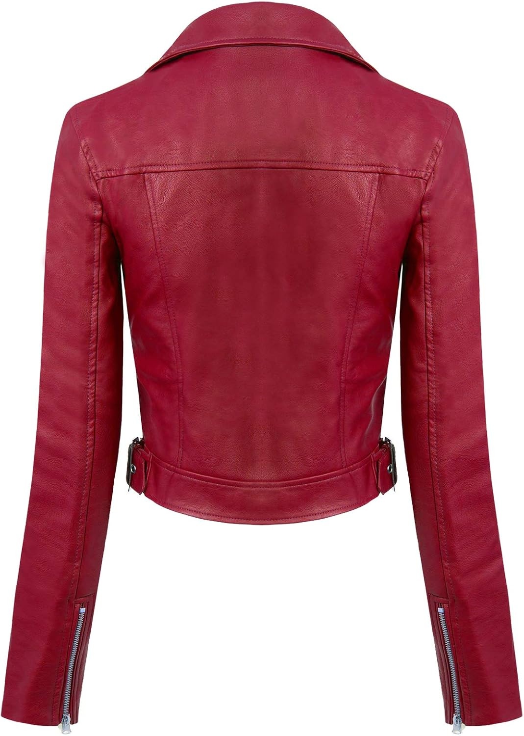 image:imageDesign by Olivia Womens Long Sleeve Zipper Closure Moto Biker Faux Leather JacketBurgundy