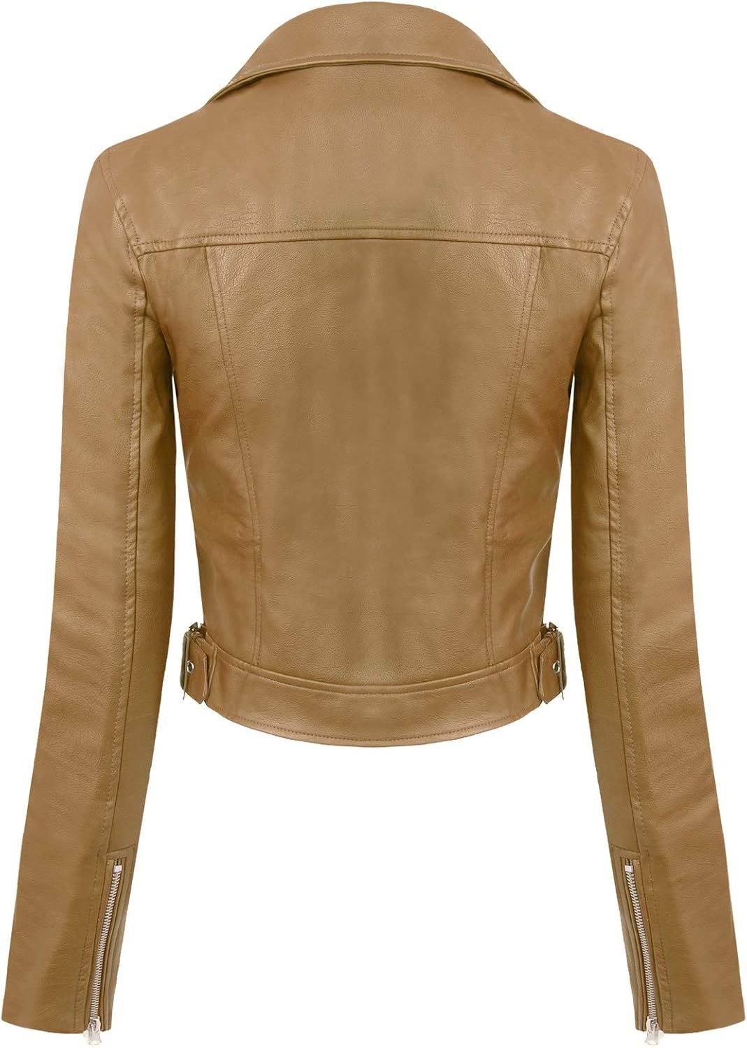 image:imageDesign by Olivia Womens Long Sleeve Zipper Closure Moto Biker Faux Leather JacketCamel