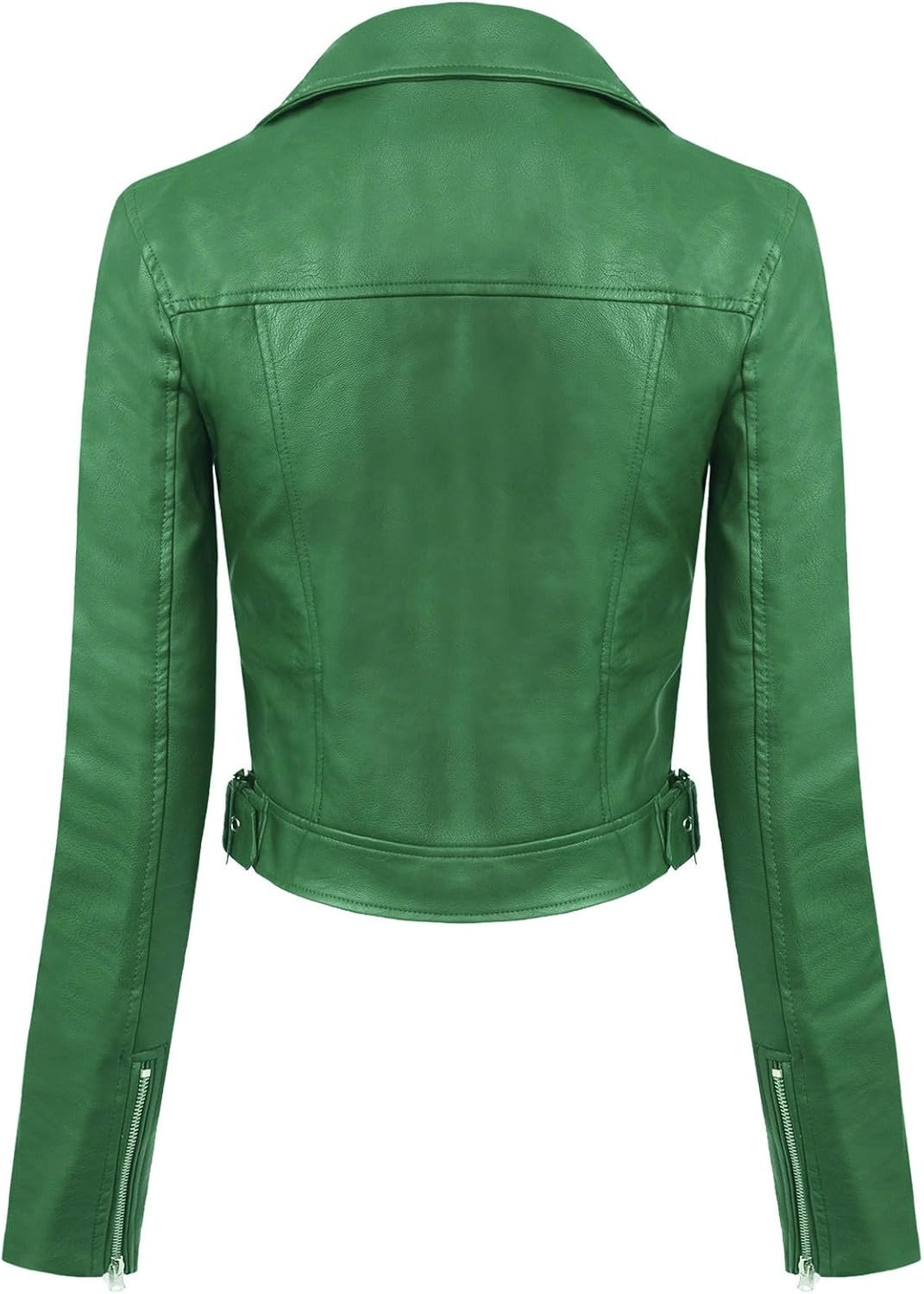 image:imageDesign by Olivia Womens Long Sleeve Zipper Closure Moto Biker Faux Leather JacketKelly Green