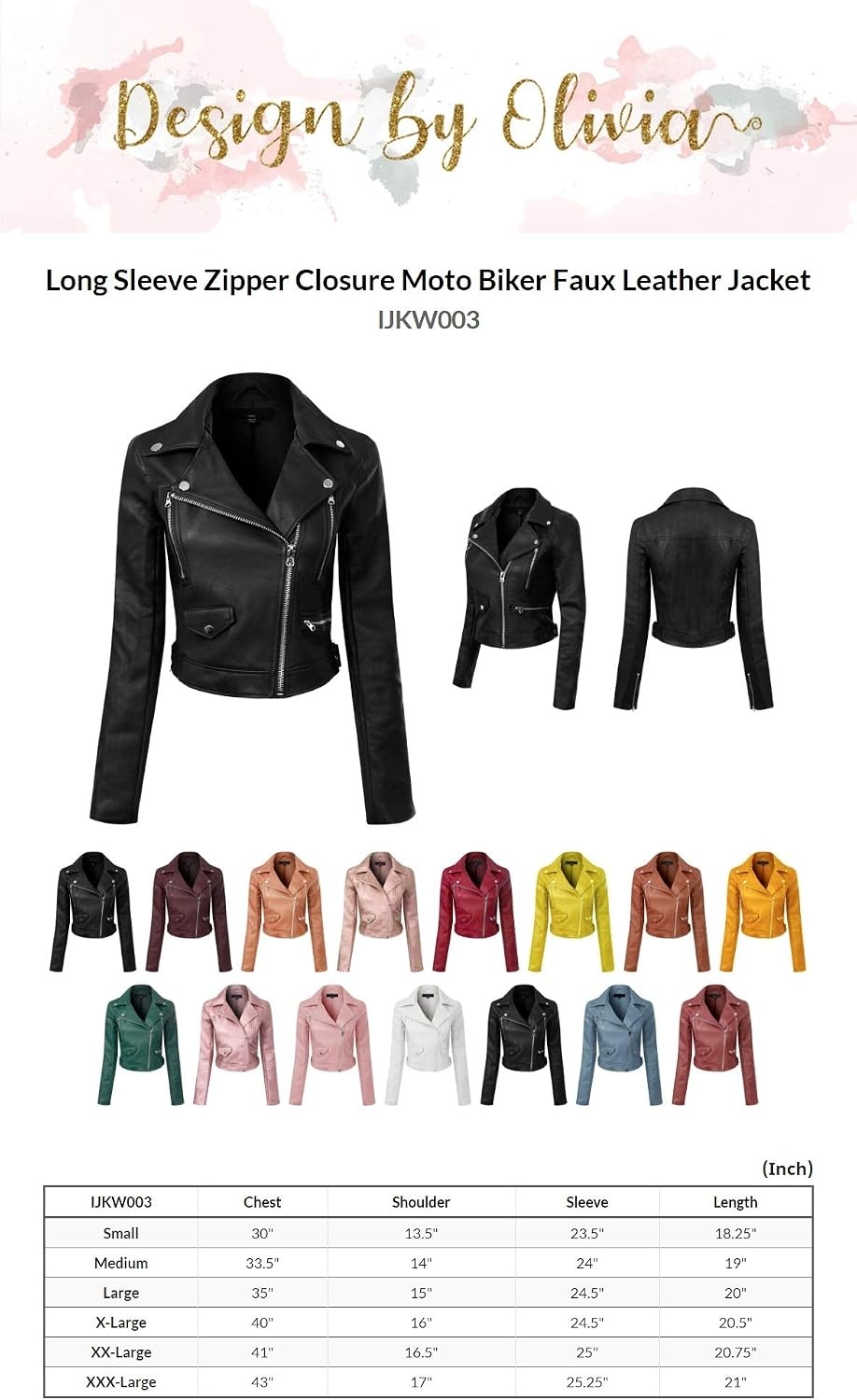 image:imageDesign by Olivia Womens Long Sleeve Zipper Closure Moto Biker Faux Leather JacketLime