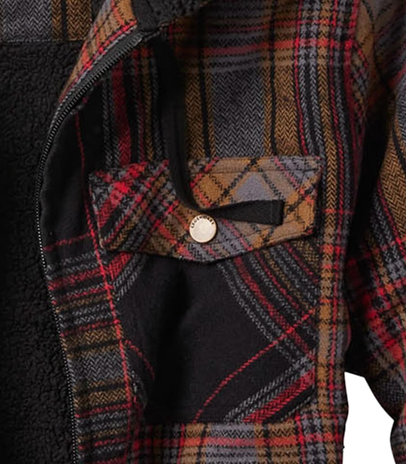 image:imageLegendary Whitetails Womens Hooded Shacket Berber Lined Shirt JacketLicorice Root Plaid