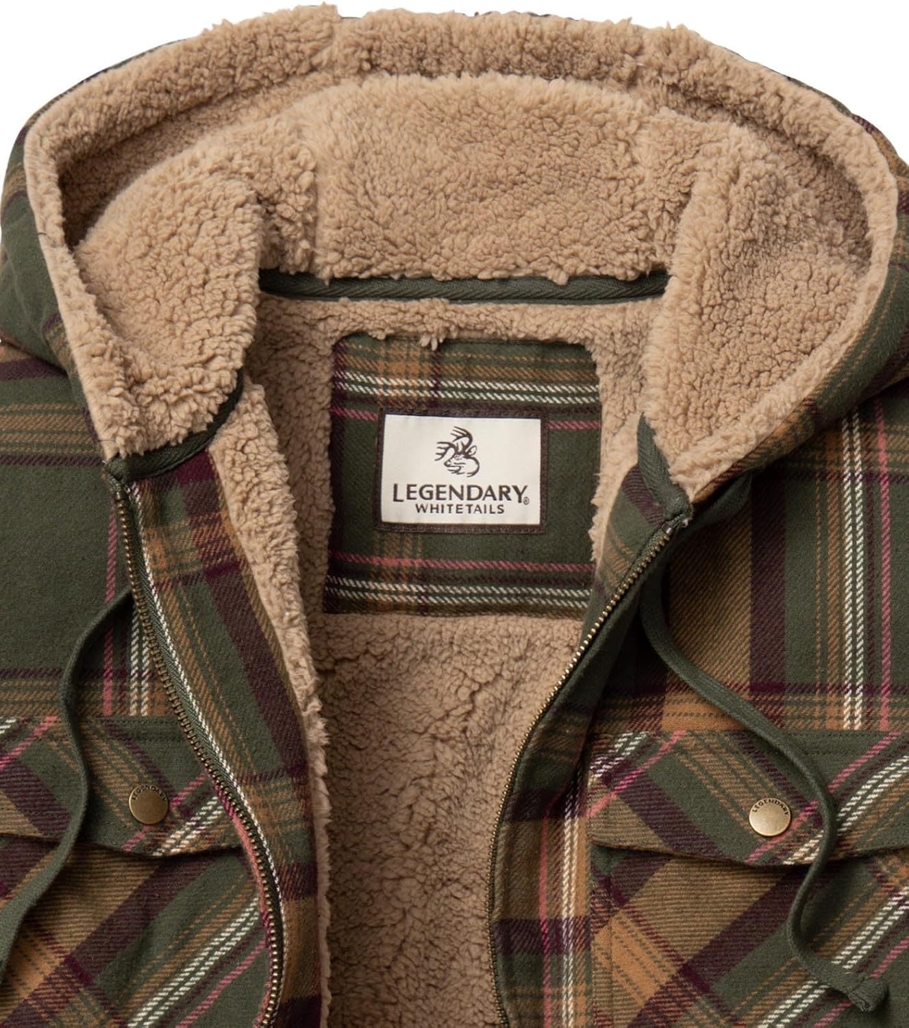 image:imageLegendary Whitetails Womens Hooded Shacket Berber Lined Shirt JacketMossy Meadows