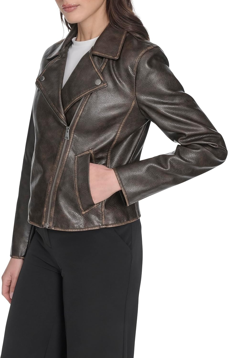 image:imageLevis Womens Moto Jacket With Welt PocketsVintage Grainy Brown