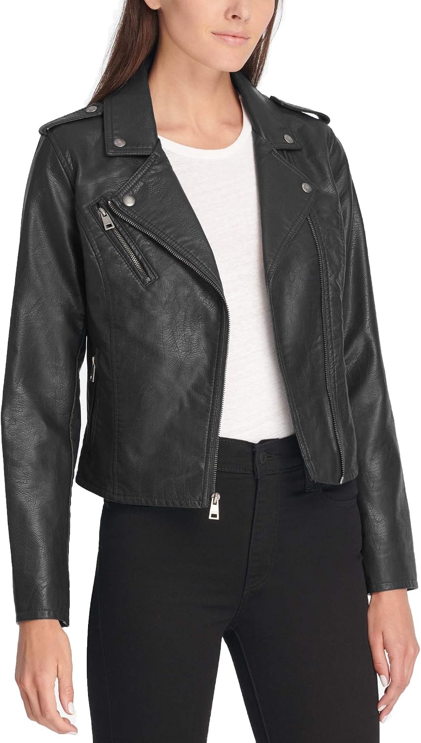 image:imageLevis Womens The Classic Faux Leather Moto Jacket Regular amp Plus SizeBlack