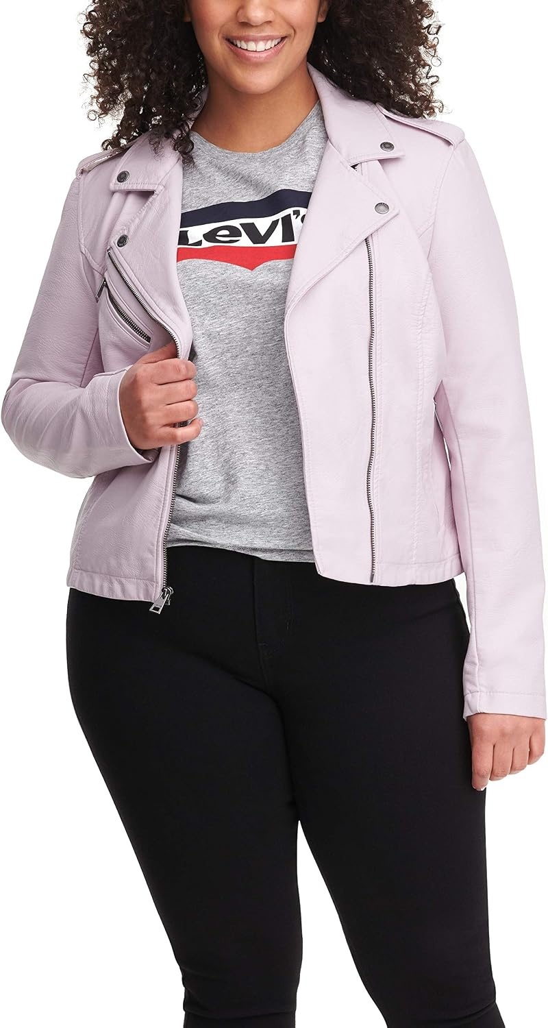 image:imageLevis Womens The Classic Faux Leather Moto Jacket Regular amp Plus SizeBlush Red